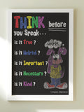 THINK BEFORE YOU SPEAK Printable Wall Art