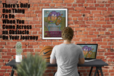 Overcoming Obstacles Cartoon Framed Vertical Poster