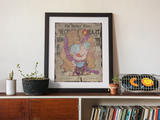 Classic Rock HIppie inspired Cartoon Poster 16" x 20"
