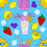 Pink Lemonade Blue Seamless Velveteen Plush Blanket