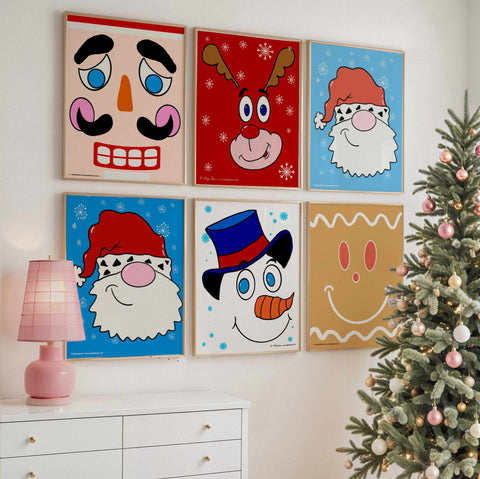 Festive Wall Art, santa claus wall art, cozy christmas decor, bundle