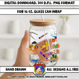 Back To School UVDTF Glass Can Wrap
