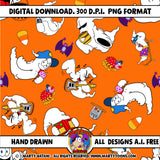 GHOSTS SEAMLESS SCALED PATTERN ORANGE