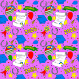 Graduation 2026 Seamless Pattern Digital Bundle