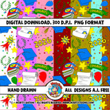 Graduation 2026 Seamless Pattern Digital Bundle