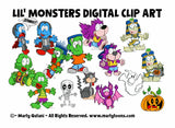 Lil Monsters Cartoon Digital Clip Art