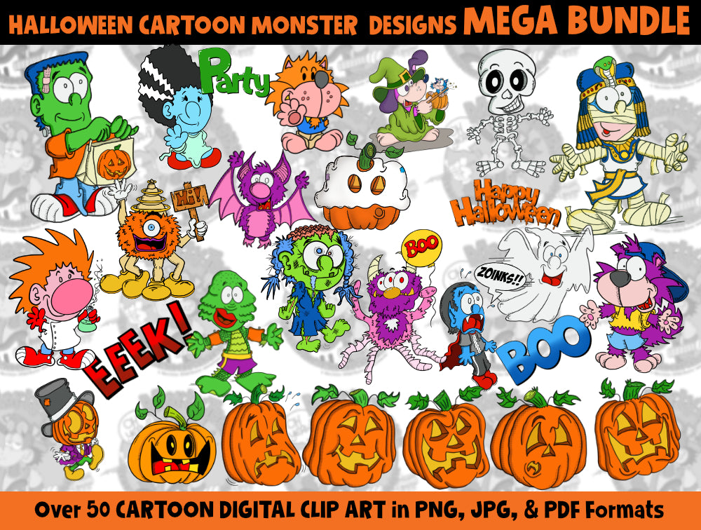 Lil Monsters Cartoon Digital Clip Art – MartyToons