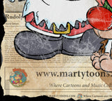 Christmas Artwork 16"x 20" Original Lil Santa Cartoon Print