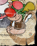 Christmas Artwork 16"x 20" Original Lil Santa Cartoon Print