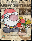 Christmas Artwork 16"x 20" Original Lil Santa Cartoon Print