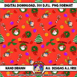 Christmas Seamless Pattern Digital 300 d.p.i. 12" x 12"