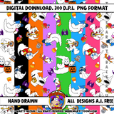 Halloween Ghost Seamless Pattern Bundle