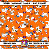 GHOSTS SEAMLESS SCALED PATTERN ORANGE