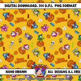 GHOSTS SEAMLESS SCALED PATTERN YELLOW