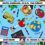 BACK TO SCHOOL SEAMLESS PATTERN BLUE
