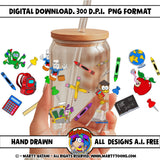 Back To School UVDTF Glass Can Wrap