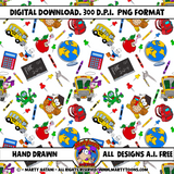 BACK TO SCHOOL SEAMLESS SCALED PATTERN