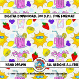 Pink Lemonade Digital Seamless Pattern Bundle