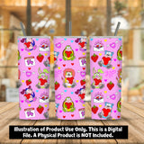 Valentine Pink Tumbler Wrap Cute Cartoon Animals