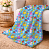 Pink Lemonade Blue Seamless Velveteen Plush Blanket