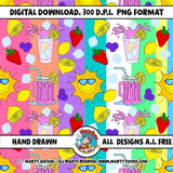 Pink Lemonade Digital Seamless Pattern Bundle