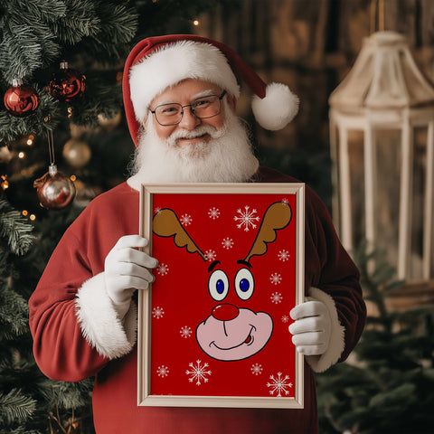 Santa's Reindeer Print