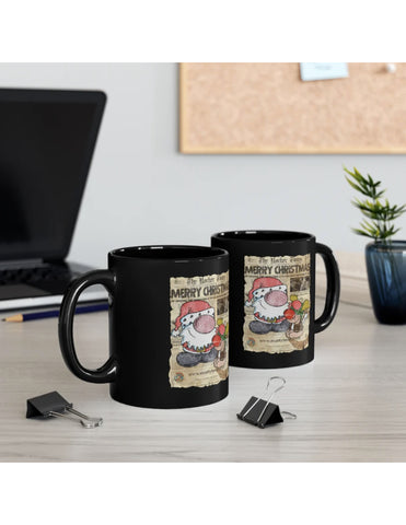 Lil Santa Christmas Cartoon 11oz Black Mug