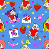 Valentine Animal Characters Seamless Pattern 300 DPI PNG File, Instant Download, Digital Paper, Surface Design, Cute Characters