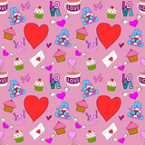 Seamless Pattern Valentine Love Coffee and Muffin. 300 DPI PNG File, Instant Download, Digital Paper, Surface Design, Cute Characters