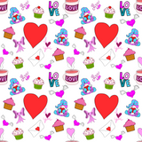 Seamless Pattern Valentine Love Coffee and Muffin. 300 DPI PNG File, Instant Download, Digital Paper, Surface Design, Cute Characters