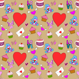 Seamless Pattern Valentine Love Coffee and Muffin. 300 DPI PNG File, Instant Download, Digital Paper, Surface Design, Cute Characters
