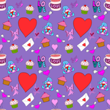 Seamless Pattern Valentine Love Coffee and Muffin. 300 DPI PNG File, Instant Download, Digital Paper, Surface Design, Cute Characters