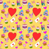 Seamless Pattern Valentine Love Coffee and Muffin. 300 DPI PNG File, Instant Download, Digital Paper, Surface Design, Cute Characters