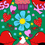 Valentine Kissy Lips Seamless Pattern, 300 DPI PNG File, Instant Download, Digital Paper, Surface Design