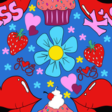 Valentine Kissy Lips Seamless Pattern, 300 DPI PNG File, Instant Download, Digital Paper, Surface Design