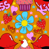 Valentine Kissy Lips Seamless Pattern, 300 DPI PNG File, Instant Download, Digital Paper, Surface Design