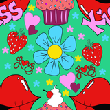 Valentine Kissy Lips Seamless Pattern, 300 DPI PNG File, Instant Download, Digital Paper, Surface Design