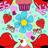 Valentine Kissy Lips Seamless Pattern, 300 DPI PNG File, Instant Download, Digital Paper, Surface Design