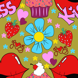 Valentine Kissy Lips Seamless Pattern, 300 DPI PNG File, Instant Download, Digital Paper, Surface Design