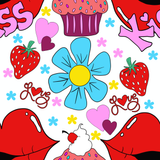 Valentine Kissy Lips Seamless Pattern, 300 DPI PNG File, Instant Download, Digital Paper, Surface Design