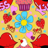 Valentine Kissy Lips Seamless Pattern, 300 DPI PNG File, Instant Download, Digital Paper, Surface Design