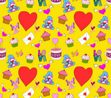 Valentine Seamless Tumbler Wrap, Cute Hand drawn Valentine Design.