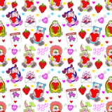 Valentine Animal Characters Seamless Pattern 300 DPI PNG File, Instant Download, Digital Paper, Surface Design, Cute Characters