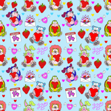 Valentine Animal Characters Seamless Pattern 300 DPI PNG File, Instant Download, Digital Paper, Surface Design, Cute Characters