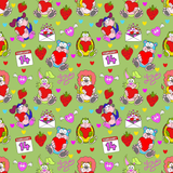 Valentine Animal Characters Seamless Pattern 300 DPI PNG File, Instant Download, Digital Paper, Surface Design, Cute Characters