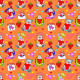 Valentine Animal Characters Seamless Pattern 300 DPI PNG File, Instant Download, Digital Paper, Surface Design, Cute Characters