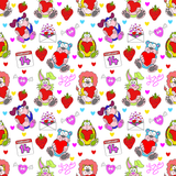 Valentine Animal Characters Seamless Pattern 300 DPI PNG File, Instant Download, Digital Paper, Surface Design, Cute Characters