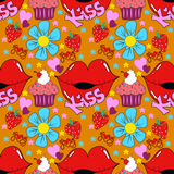 Valentine Kissy Lips Seamless Pattern, 300 DPI PNG File, Instant Download, Digital Paper, Surface Design