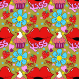 Valentine Kissy Lips Seamless Pattern, 300 DPI PNG File, Instant Download, Digital Paper, Surface Design
