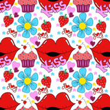 Valentine Kissy Lips Seamless Pattern, 300 DPI PNG File, Instant Download, Digital Paper, Surface Design